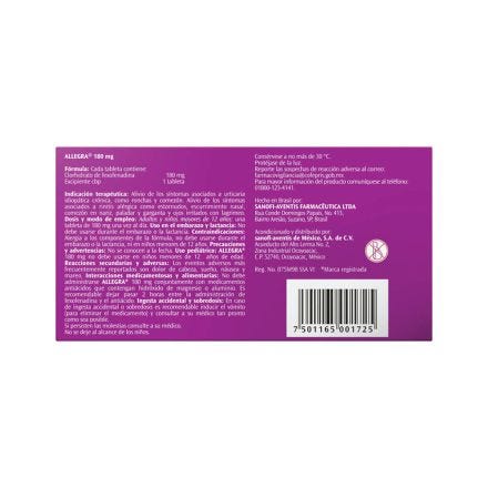 Allegra
Fexofenadina 180 mg
10 Comprimidos