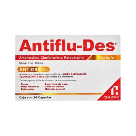 Antiflu-Des
Amantadina + Clorfenamina + Paracetamol
24 Cápsulas