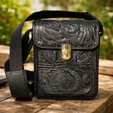 Bolsa Crossbody De Piel Grabado Mediana