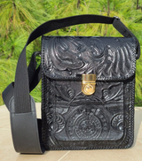 Bolsa Crossbody De Piel Grabado Mediana