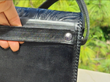 Bolsa Crossbody De Piel Grabado Mediana
