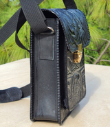 Bolsa Crossbody De Piel Grabado Mediana