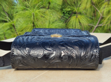Bolsa Crossbody De Piel Grabado Mediana