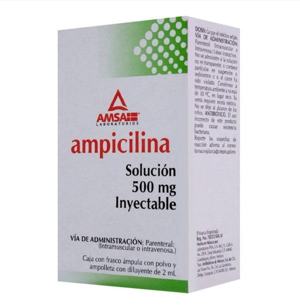 Ampicilina Solucion Inyectable 500 Mg Frasco Ampula 2ml