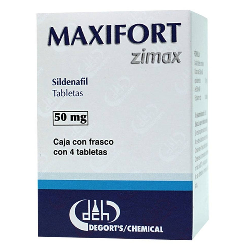 Maxifort zimax 50mg caja con 4 tabletas Degort's Chemical