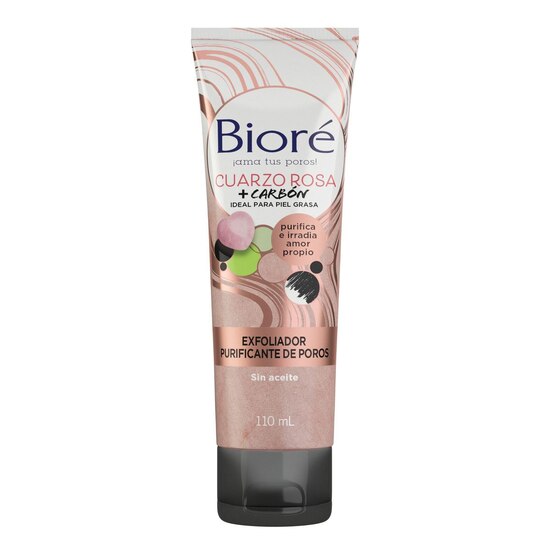 Biore Exfoliador purificante de poros cuarzo rosa y carbón 110 ml