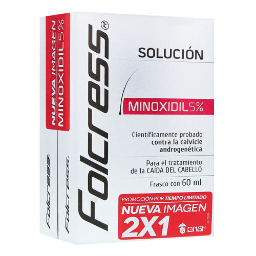 Folcress minoxidil 5% solución capilar anticaída 2×1 