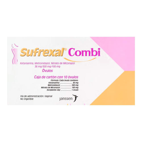 Sufrexal combi ketanserin, metronidazole, miconazole 36/500/100 mg with 10 suppositories